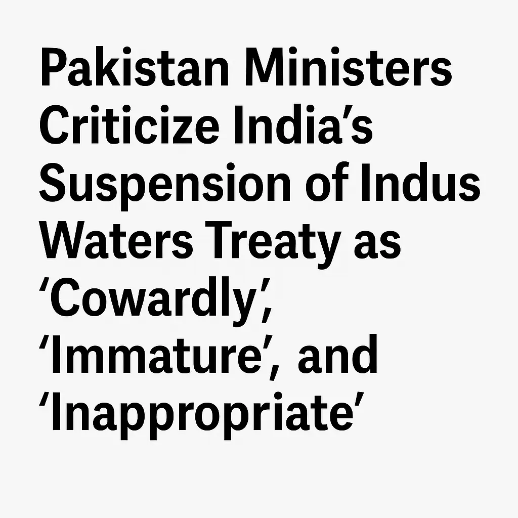 Pakistan Ministers Criticize India's Suspension of Indus Waters Treaty as 'Cowardly', 'Immature', and 'Inappropriate'